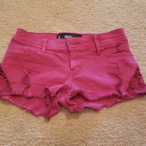 Bright pink short short low rise shorts